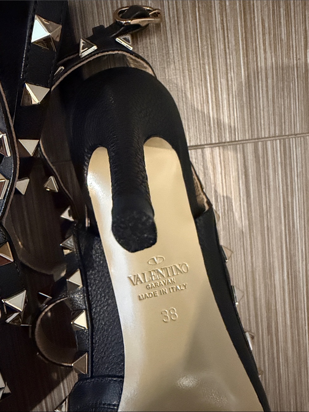 Valentino Black Leather Rockstud Strappy Pointed Pumps - Picture 6 of 6